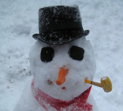 snowman with pipe and hat