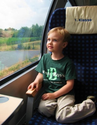 boy on train in Germany