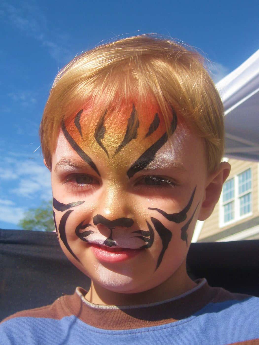 boy with tiger face paint