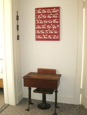 red picture on white wall, decorating idea