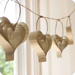 newspaper Valentine's Day hearts, crafts