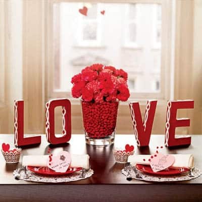 Valentine's Day LOVE table decor