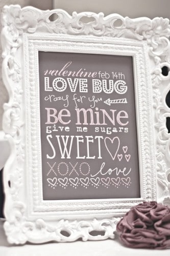 Valentine's Day free printable in frame, in many sizes