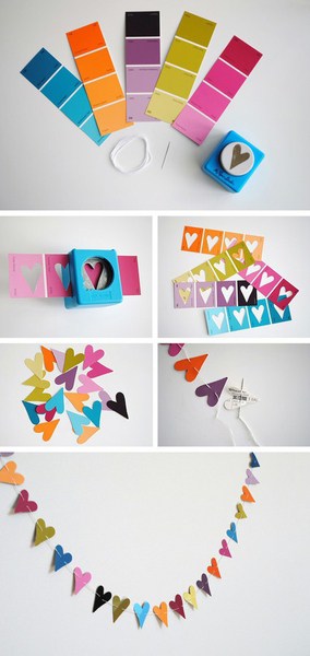 Valentine's Day paint chips DIY garland
