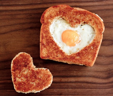 Valentine's Day toast with heart and egg
