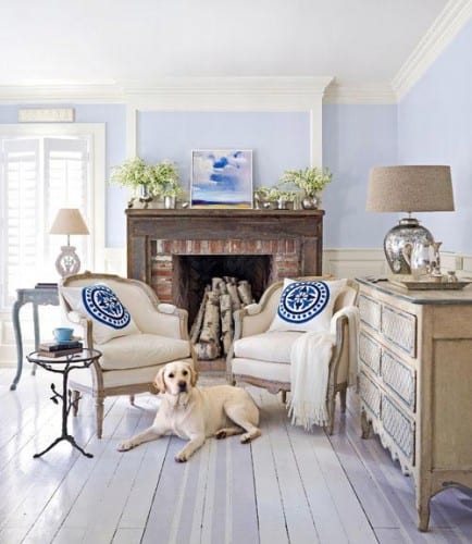 light blue living room