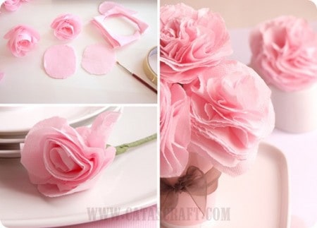 DIY pink paper roses