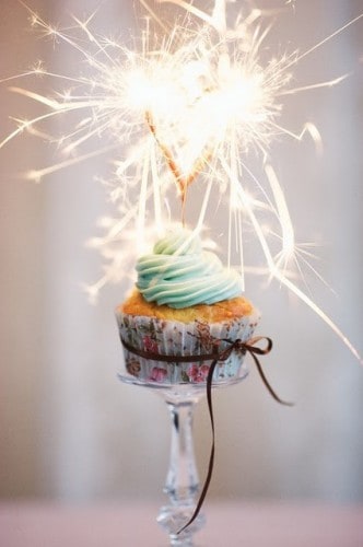 New Year's cupcake with fireworks