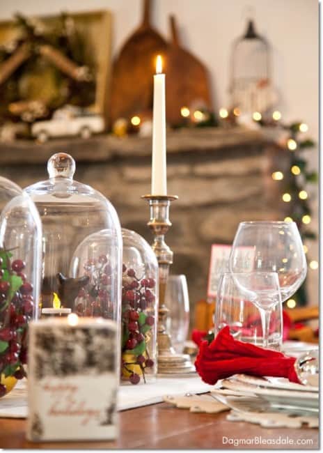 Cloche Centerpiece and Easy DIY Christmas Tablescape Decorations