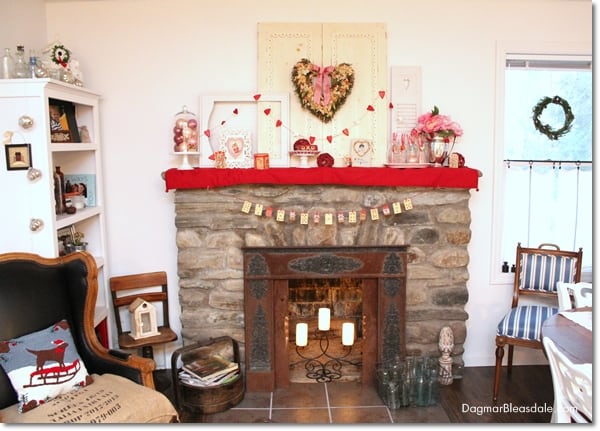 Valentine's Day Mantel Decor With Thrifty Farmhouse Decor Finds